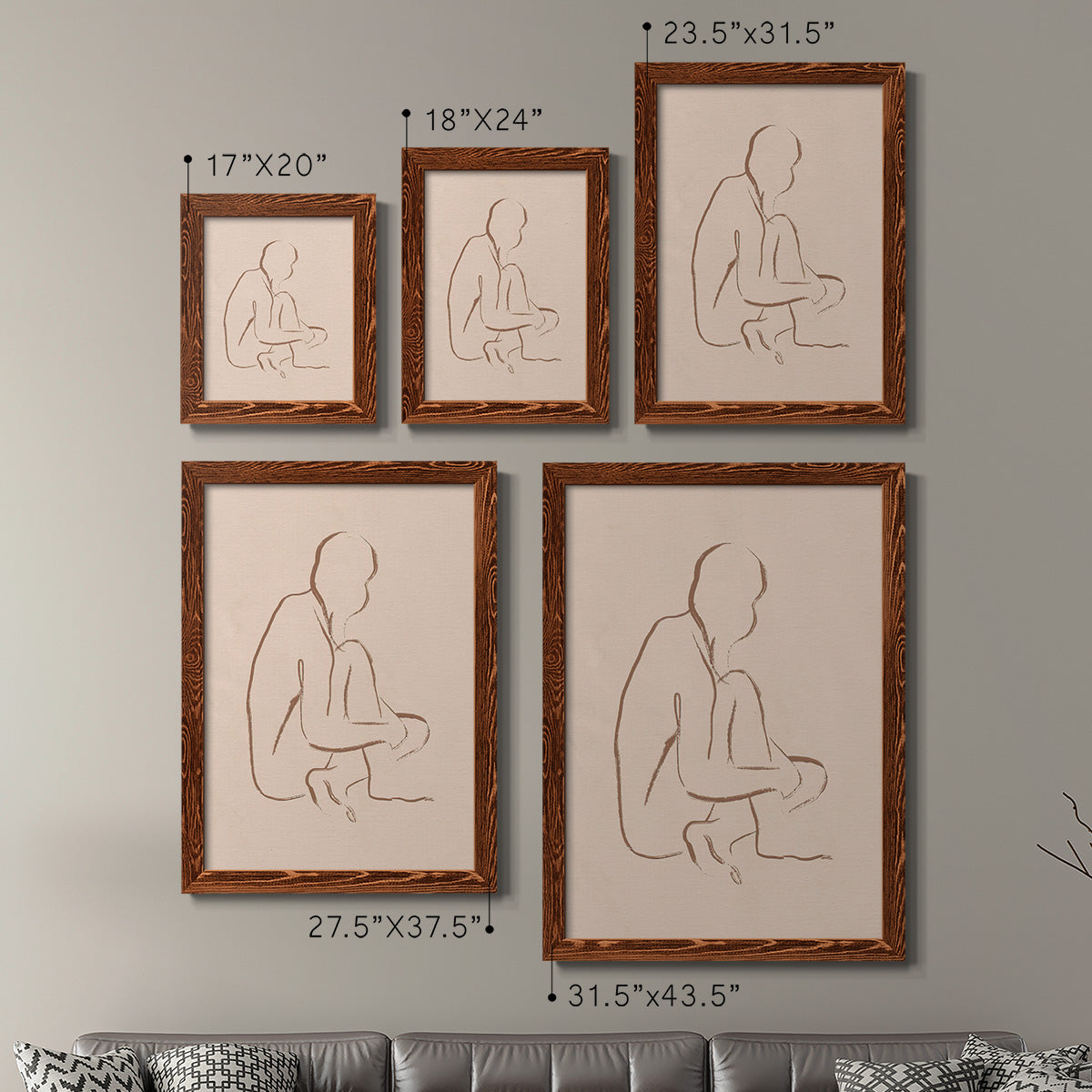 Sketched Pose I - Premium Framed Canvas 2 Piece Set - Ready to Hang