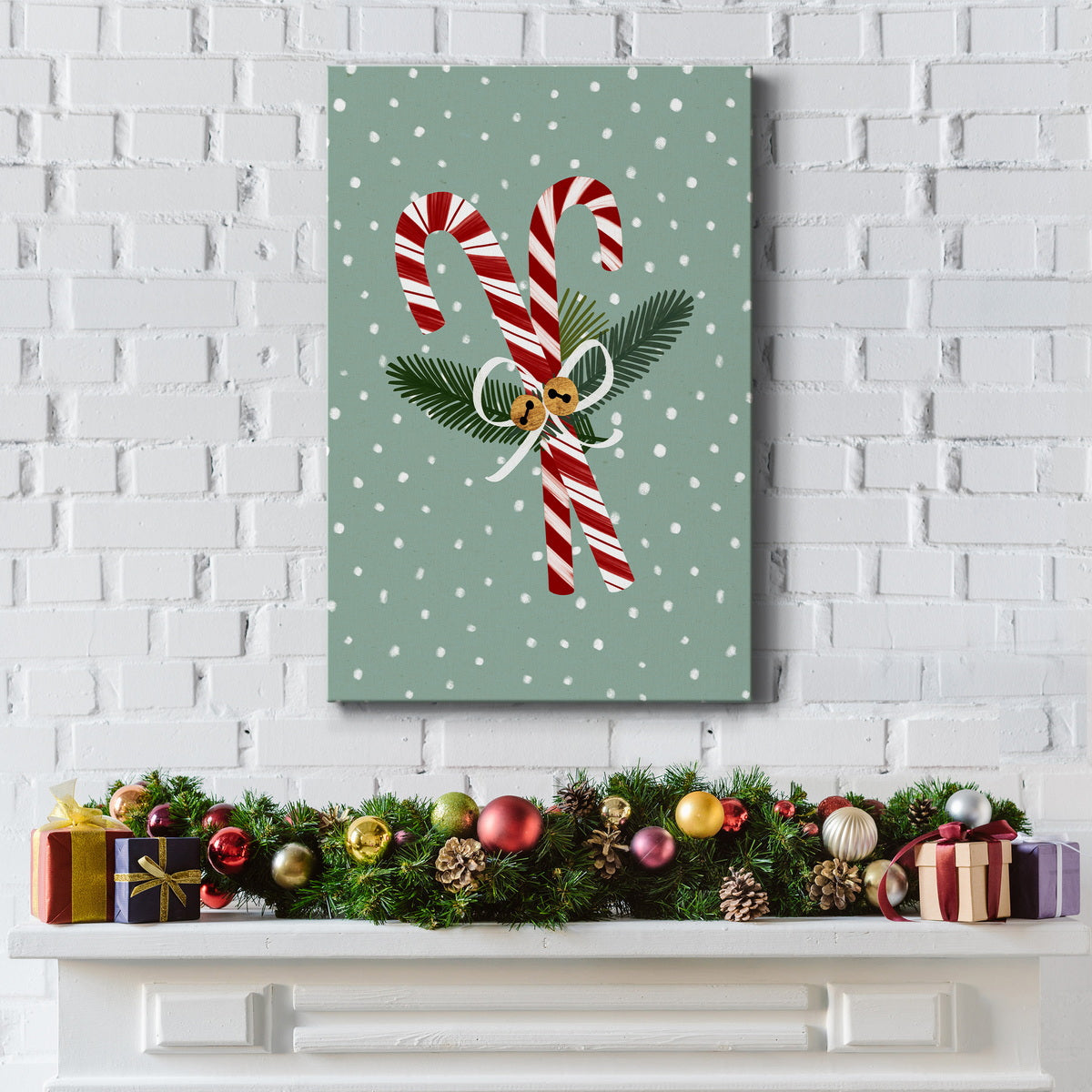 Peppermint Snowman Collection B Premium Gallery Wrapped Canvas - Ready to Hang