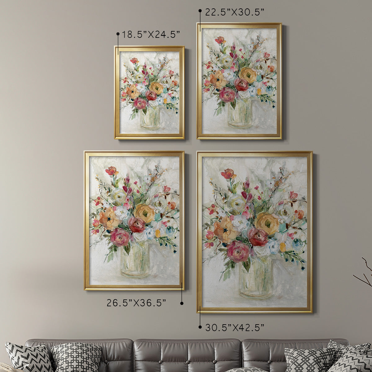 Contemporary Bouquet - Modern Framed Canvas Print