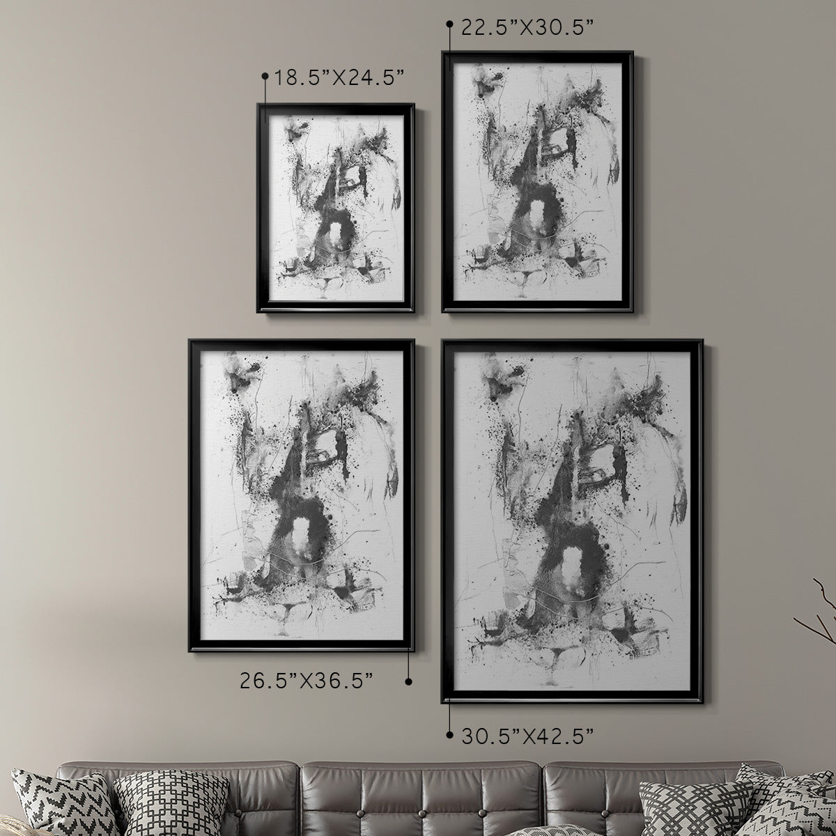 Graphite Abstract II - Modern Framed Canvas Print