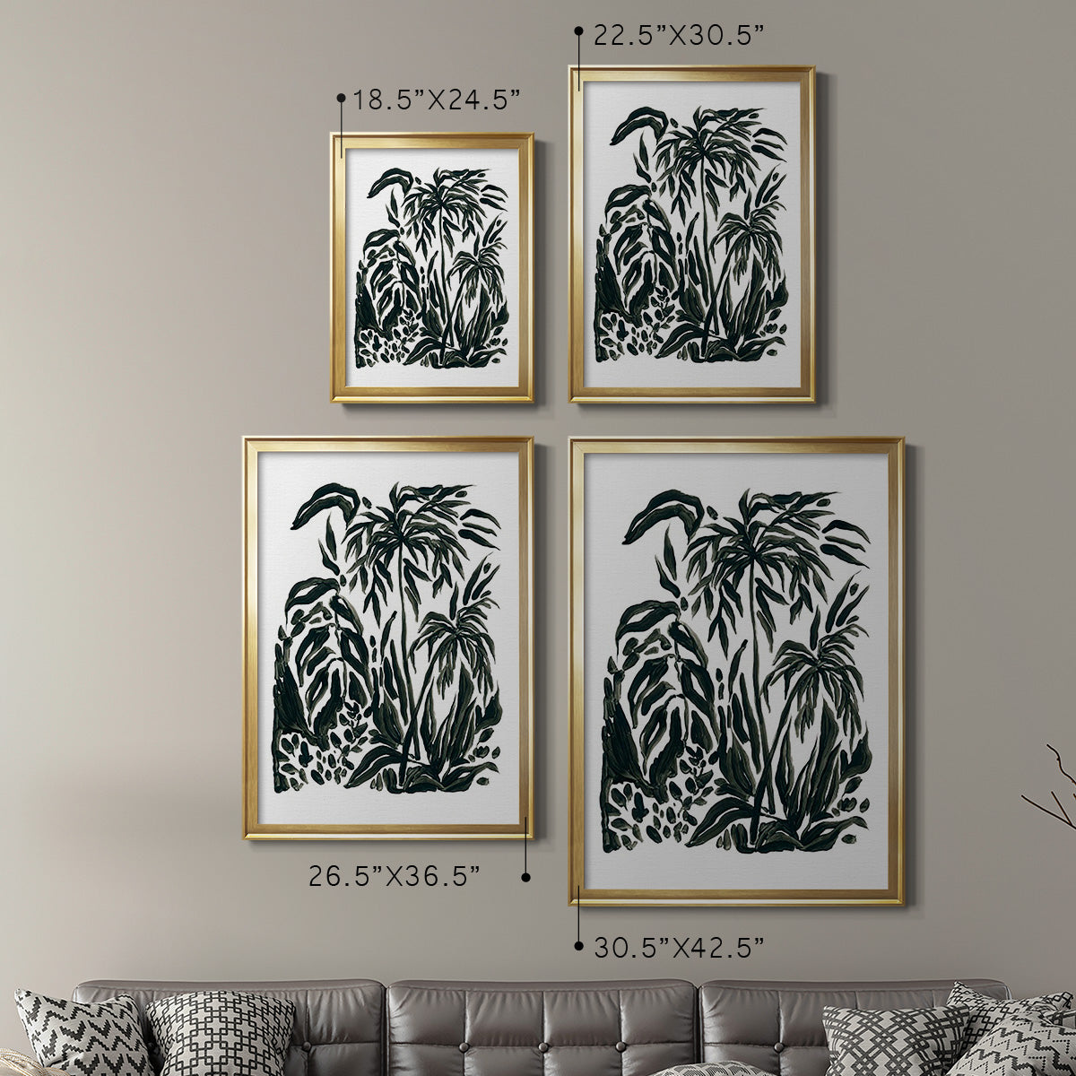 Ink Jungle IV - Modern Framed Canvas Print