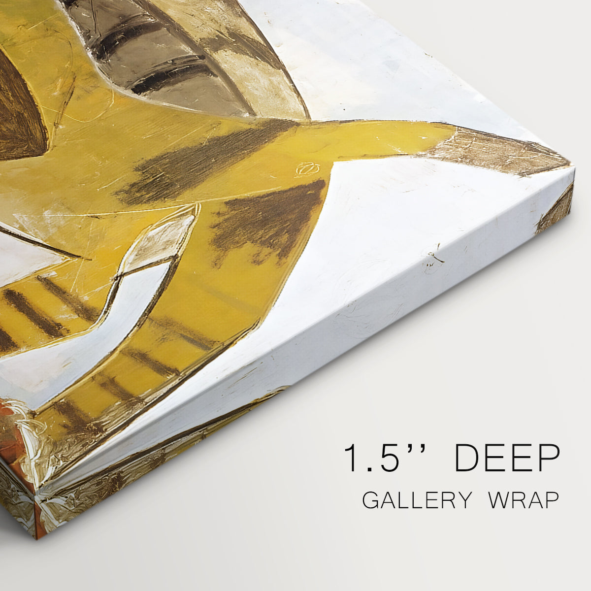 Canvas art print of a stylized cat holding bird in mouth with angular forms, highlighting texture and gallery-wrapped edges