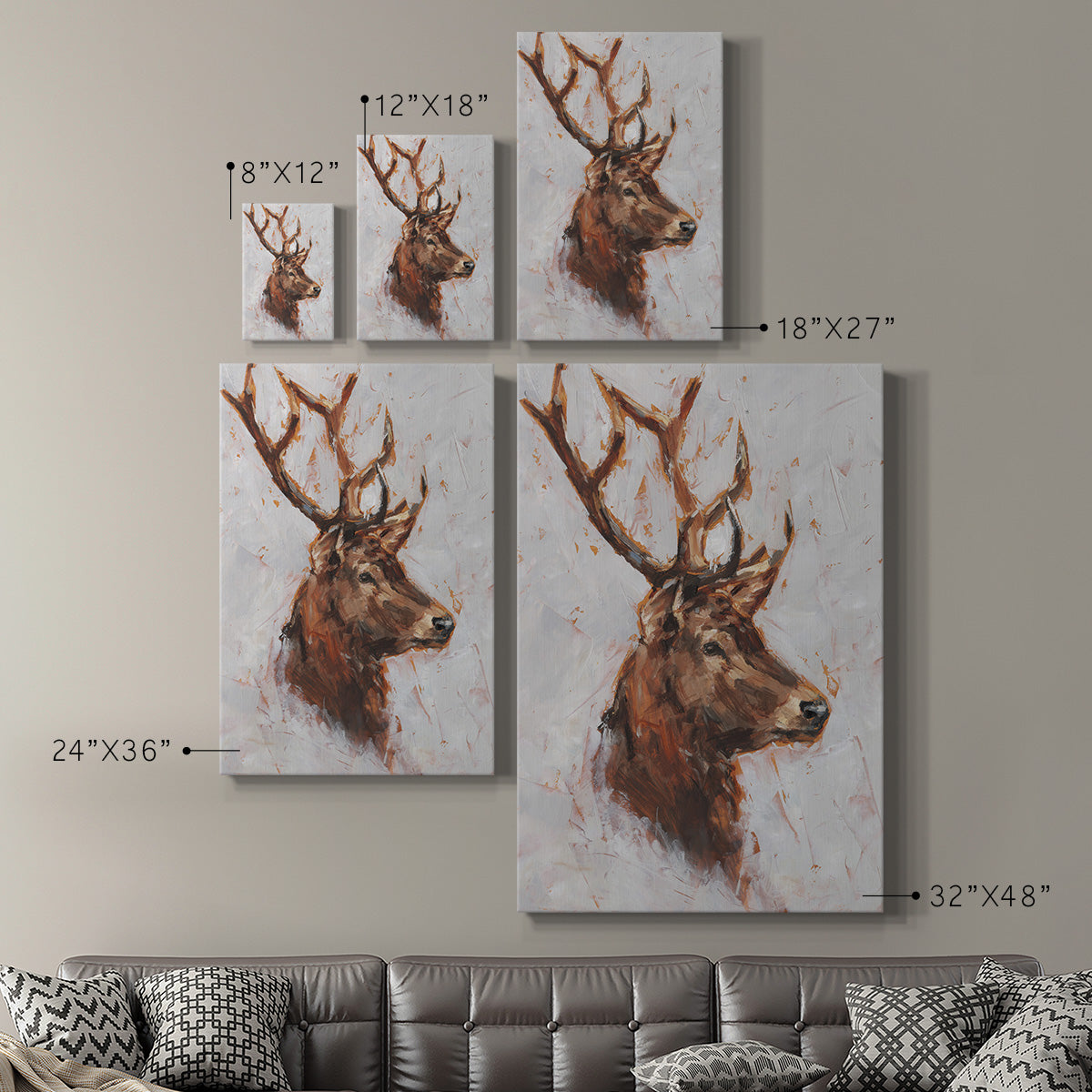 Stag Study II Premium Gallery Wrapped Canvas - Ready to Hang