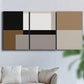 Three-panel canvas wall art featuring geometric abstract centerpoint composition, displayed in a living room above a sofa.