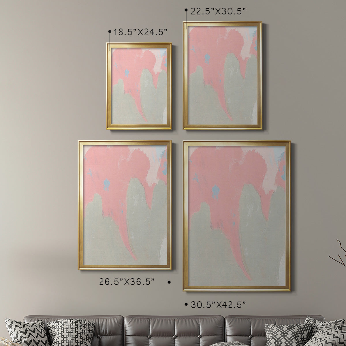 Blushing Abstract IV - Modern Framed Canvas Print