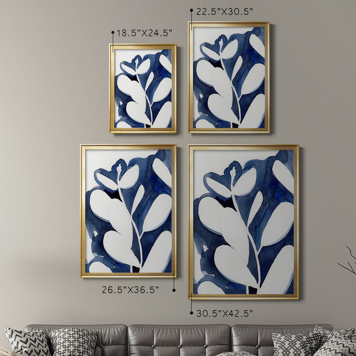 Blue Eucalyptus II - Modern Framed Canvas Print