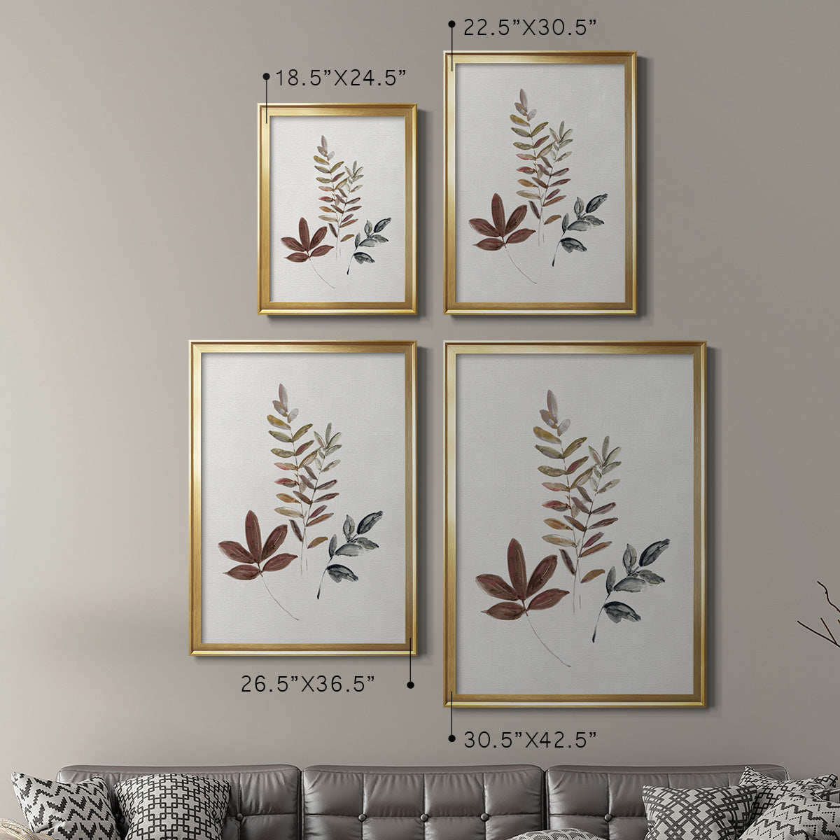 Autumn Leaves II - Modern Framed Canvas Print