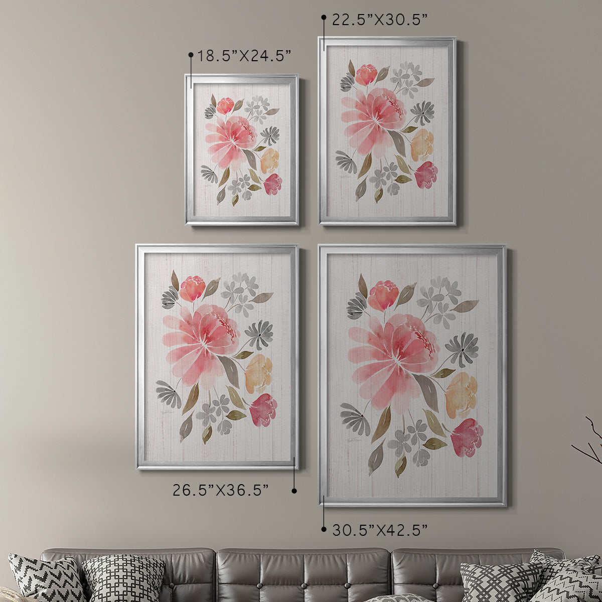 Loose Peonies I - Modern Framed Canvas Print