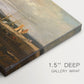 Canvas art print of a coastal view with ships and shoreline under sky, highlighting texture and gallery-wrapped edges