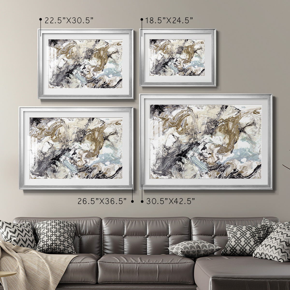 Marbelized Abstract - Modern Framed Art Print