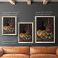 Realist still life with figs and bread by Luis Meléndez in an ornate champagne frame shown in multiple vertical size options.