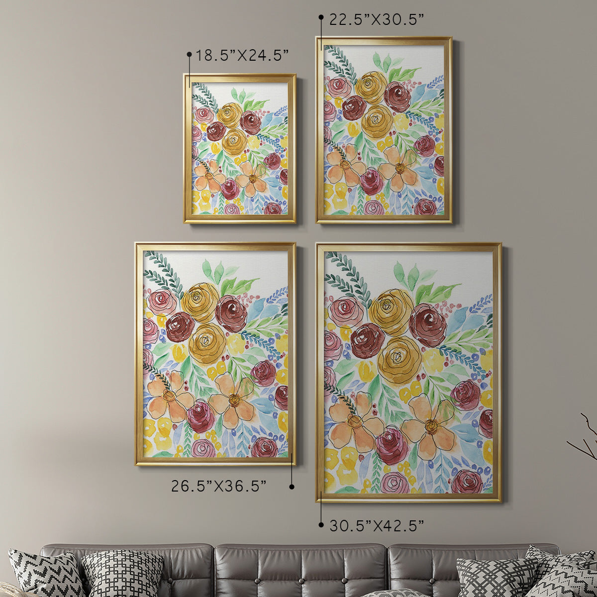 Flower Carousel I - Modern Framed Canvas Print