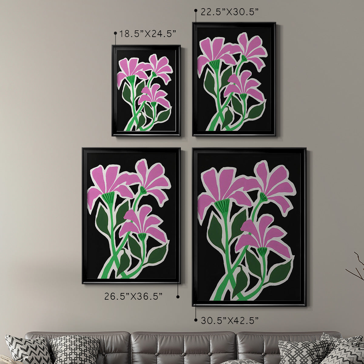 Pop Flowers V - Modern Framed Canvas Print