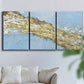 Three-panel canvas wall art featuring , displayed in a living room above a sofa.