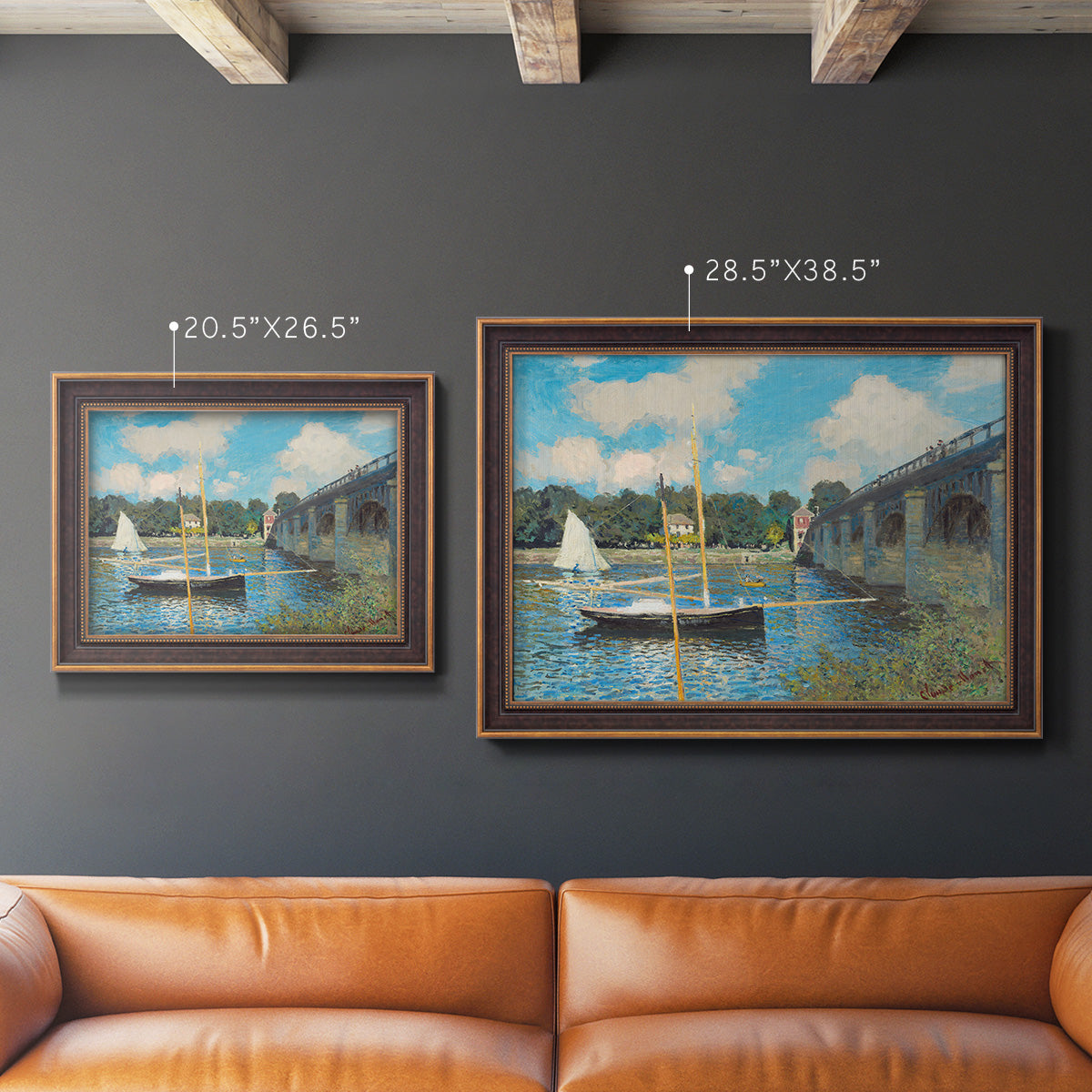 The Road Bridge At Argenteuil - Ornate Framed Canvas Print