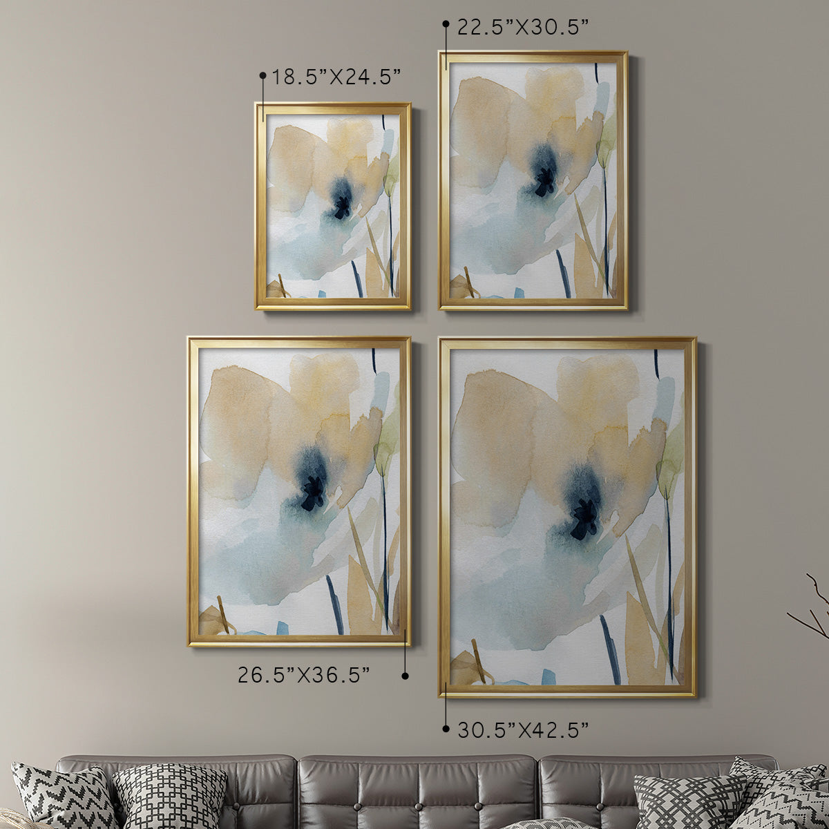 Blooming Wash II - Modern Framed Canvas Print