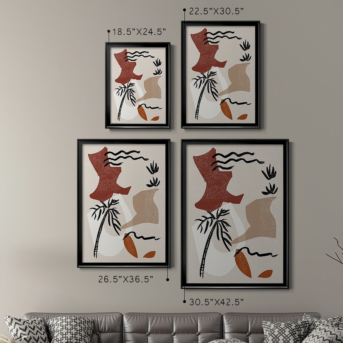 Soft Palms II - Modern Framed Canvas Print