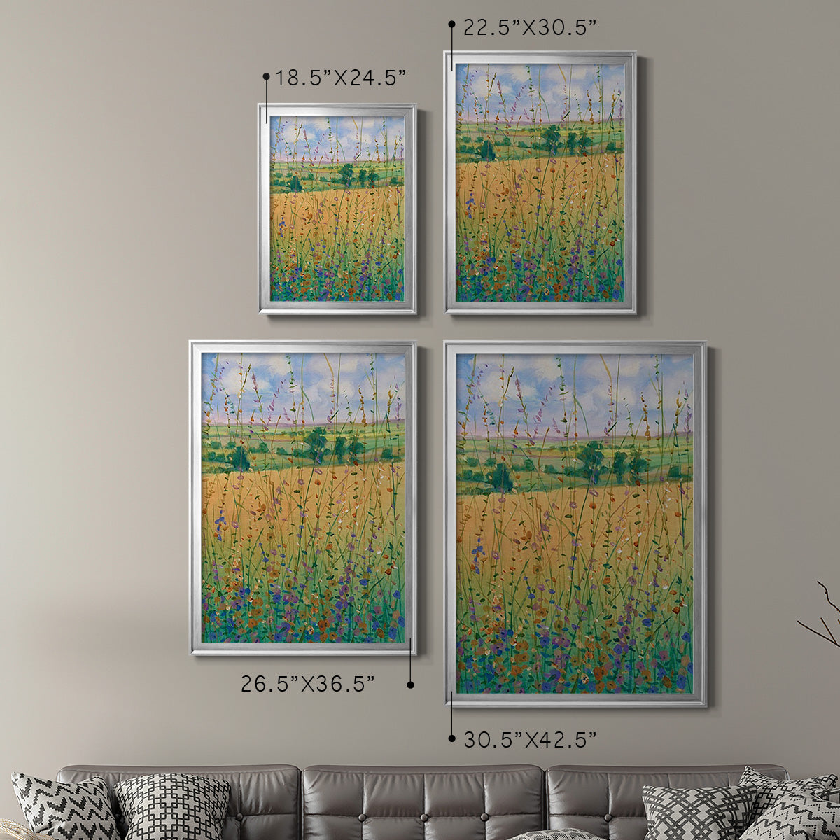 Wildflower Path II - Modern Framed Canvas Print