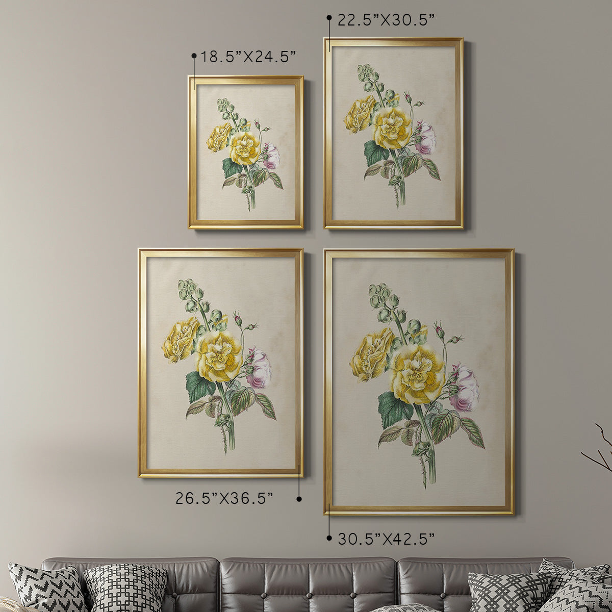 Antique Garden Bouquet II - Modern Framed Canvas Print