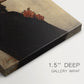 Close-up of a gallery-wrapped canvas corner showing a quiet portrait with soft contrast and elegance, highlighting texture and print detail.