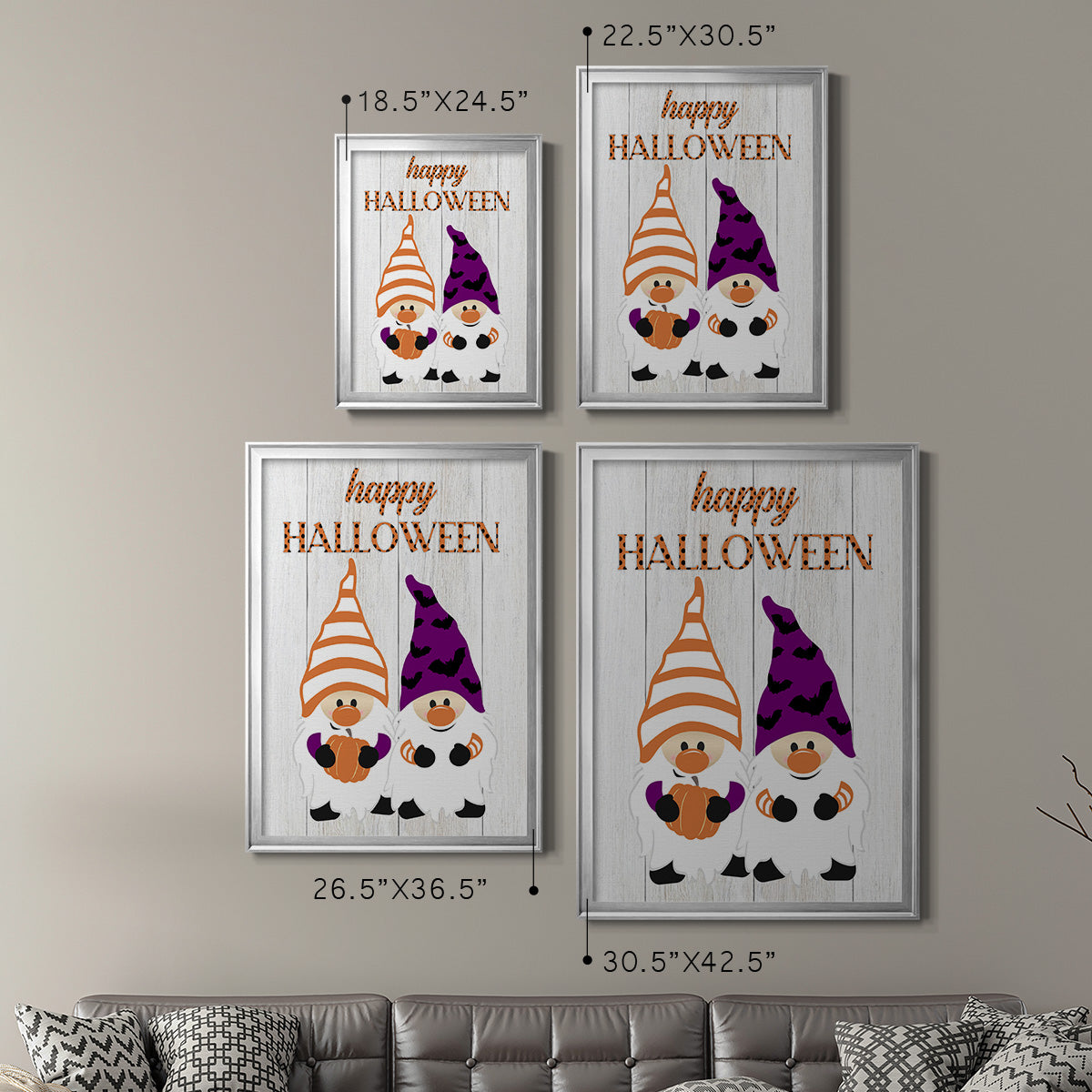 Halloween Gnomes - Modern Framed Canvas Print