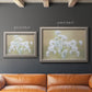Botanical baby’s breath flower photography in an ornate vintage silver frame shown in multiple size options.