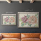 Modern peony floral drawing in an ornate vintage silver frame shown in multiple size options.