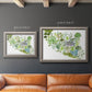 Contemporary abstract succulent botanical watercolor in an ornate vintage silver frame shown in multiple size options.