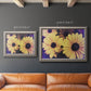 Contemporary yellow Susan floral photograph in an ornate vintage silver frame shown in multiple size options.