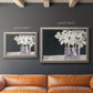 Modern abstract white floral watercolor artwork in an ornate vintage silver frame shown in multiple size options.