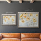 Impressionist poppy floral watercolor painting in an ornate vintage silver frame shown in multiple size options.