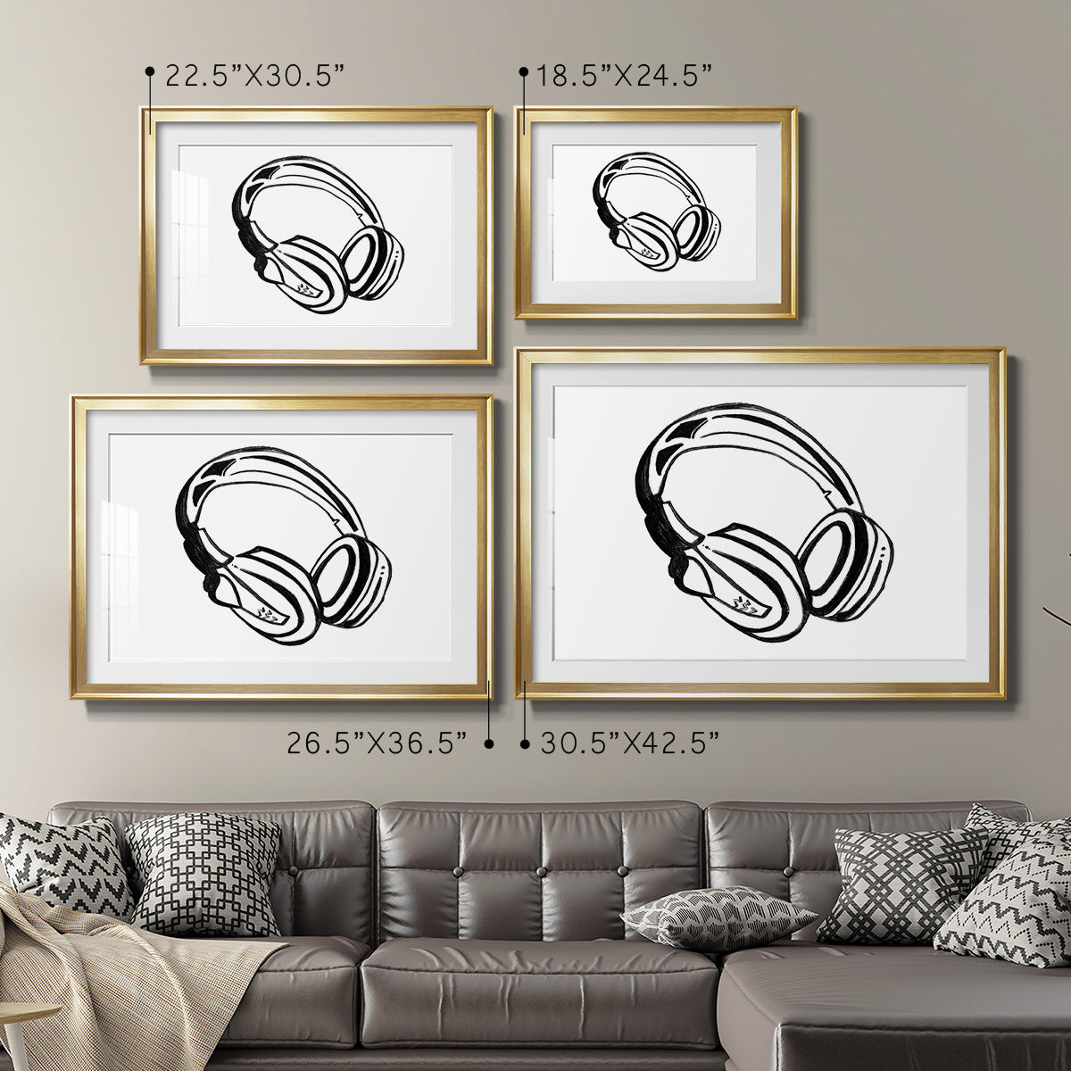 Headphones Sketch Premium Framed Print - Ready to Hang