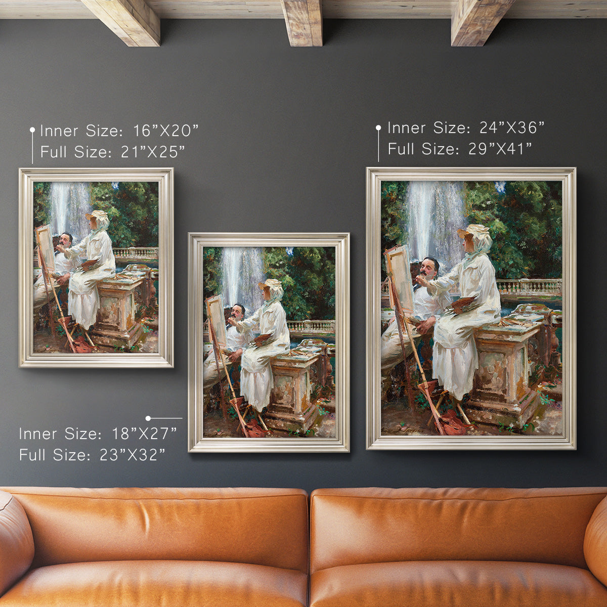 The Fountain Villa Torlonia, Frascati, Italy - Ornate Framed Canvas Print