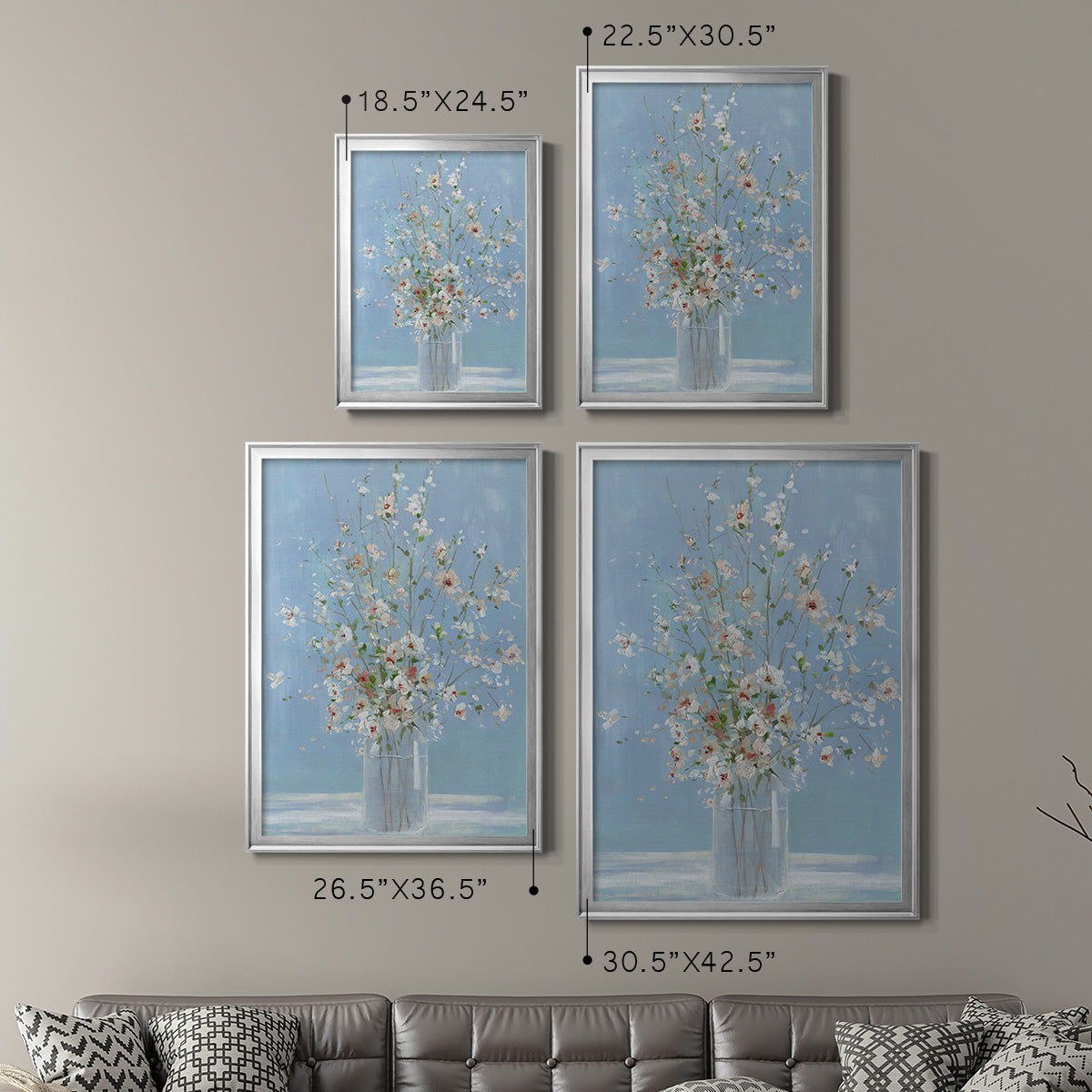 Cherry Blossom Arrangement - Modern Framed Canvas Print