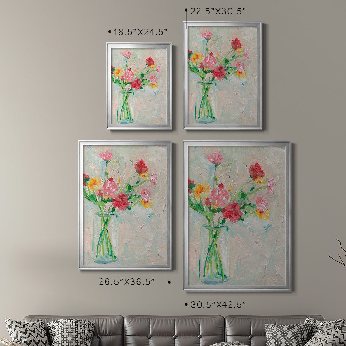 Painterly Soft Bouquet I - Modern Framed Canvas Print