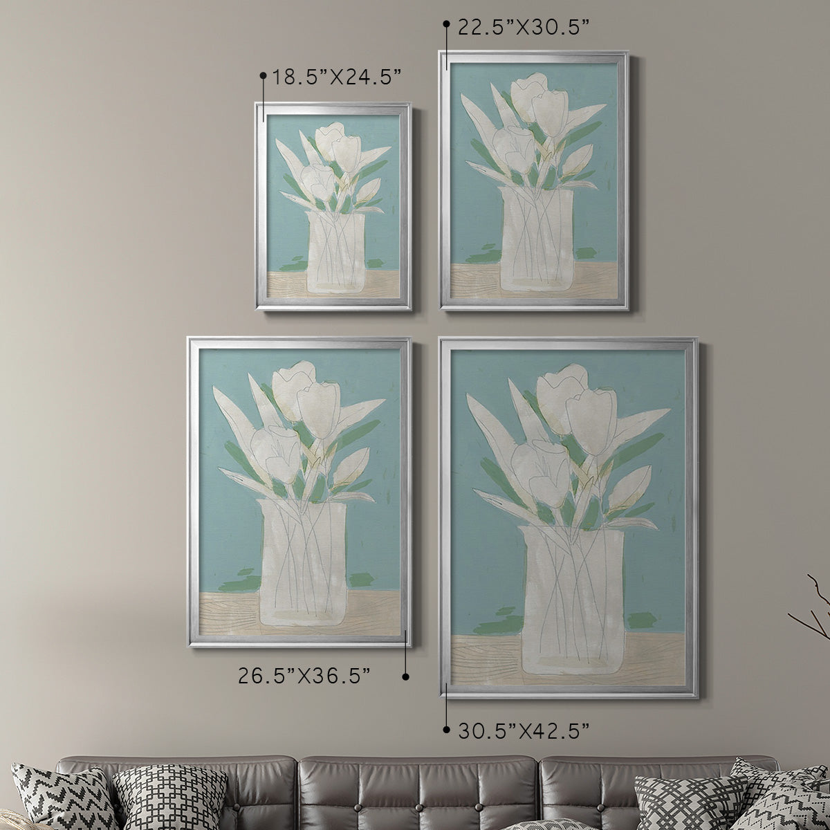 Muted Spring Arrangement II - Modern Framed Canvas Print