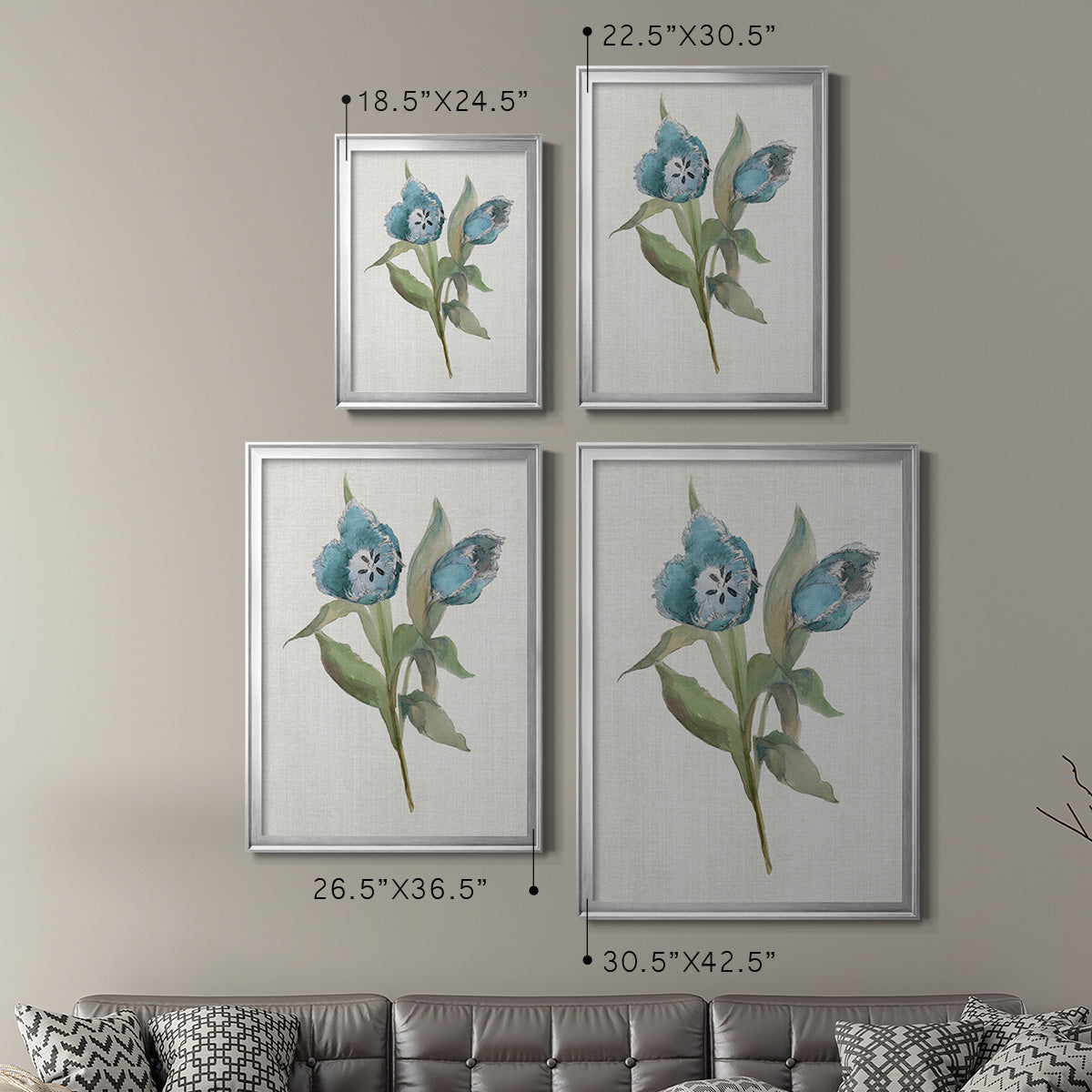 Blue Tulip Picks I - Modern Framed Canvas Print