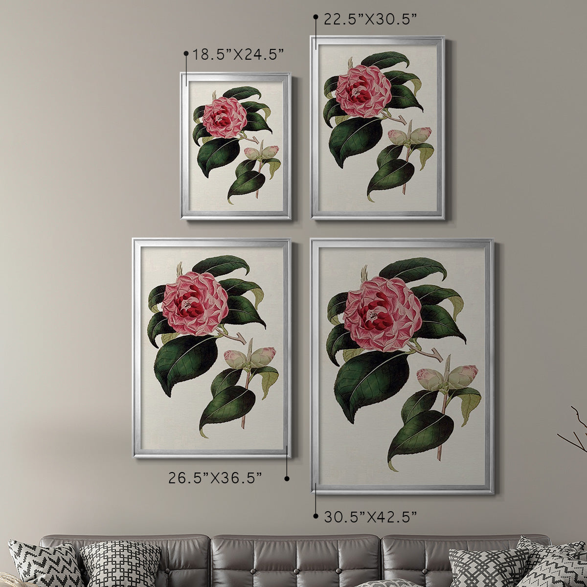 Pink Floral Mix III - Modern Framed Canvas Print