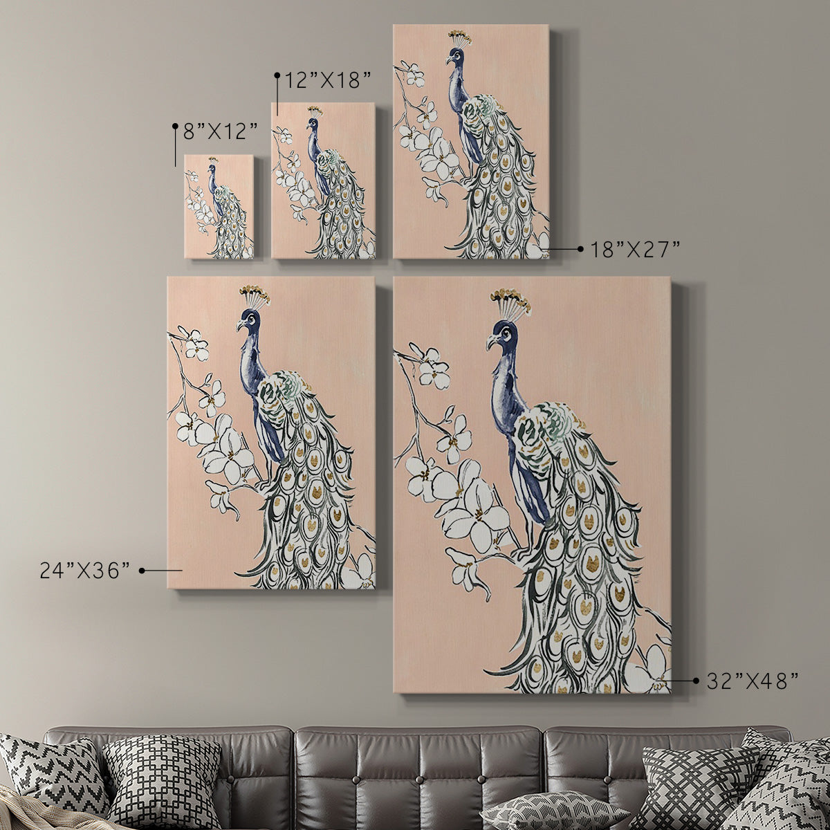 Peacock in Gold IV Premium Gallery Wrapped Canvas - Ready to Hang