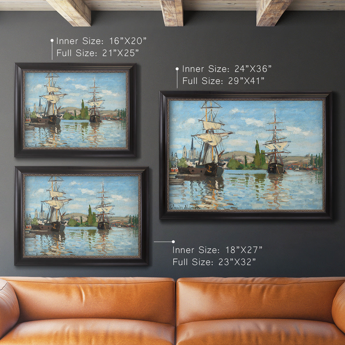 Ships Riding on the Seine - Ornate Framed Canvas Print