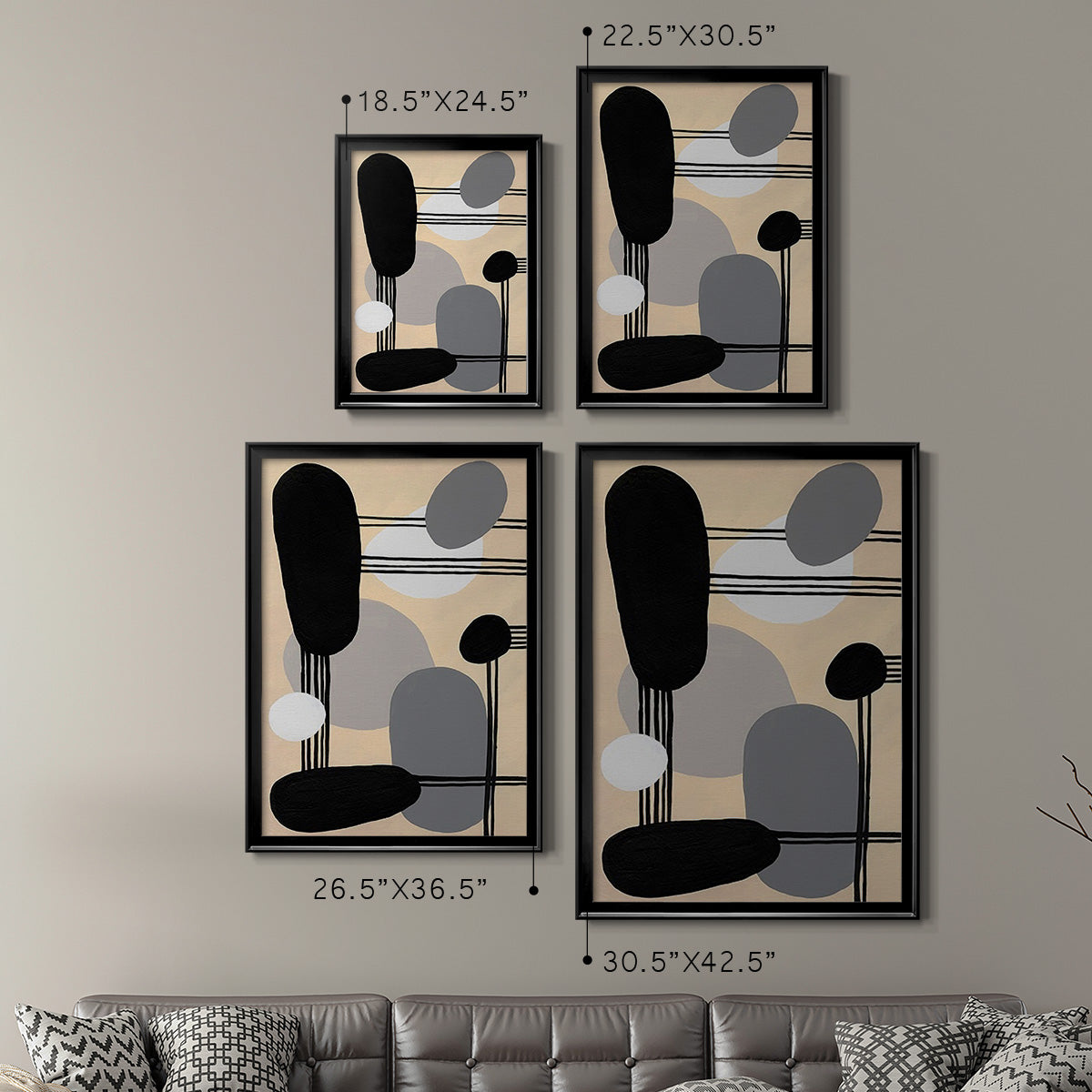 Interconnected Shapes I - Modern Framed Canvas Print