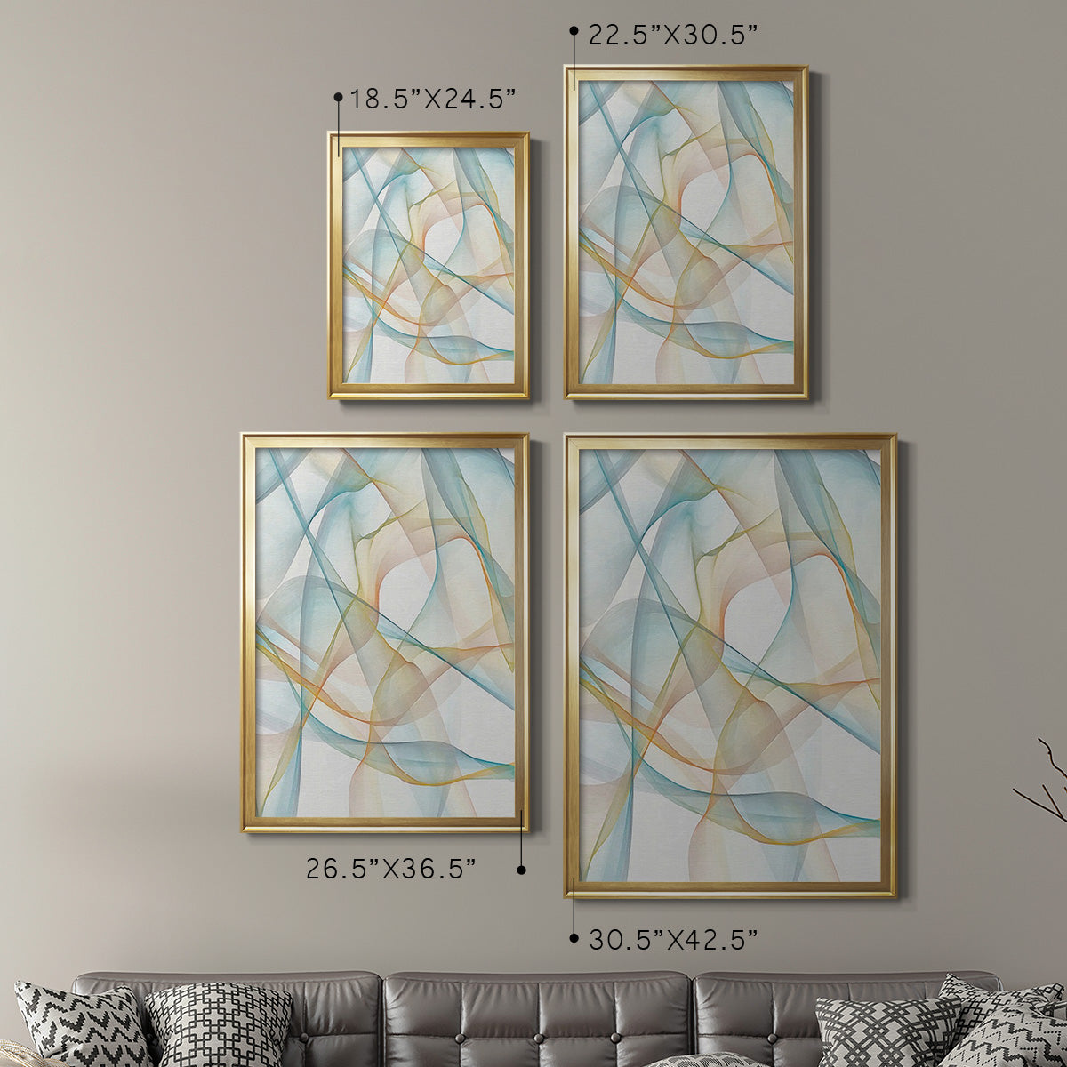 Curves and Waves III - Modern Framed Canvas Print