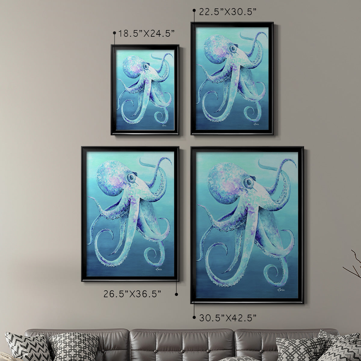 Octopus - Modern Framed Canvas Print