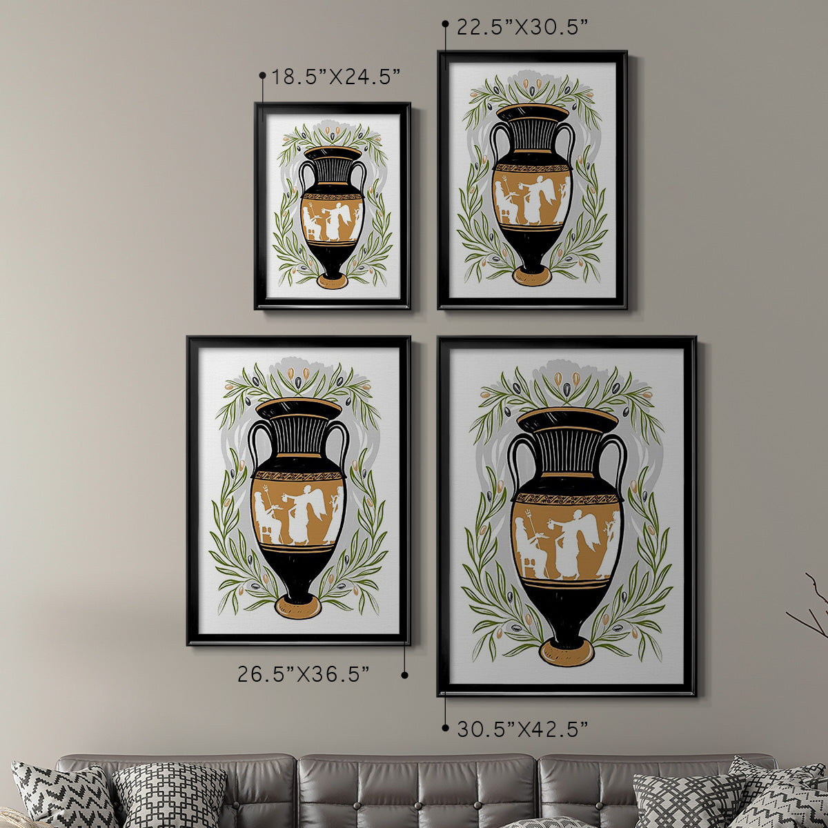Greek Vases II - Modern Framed Canvas Print