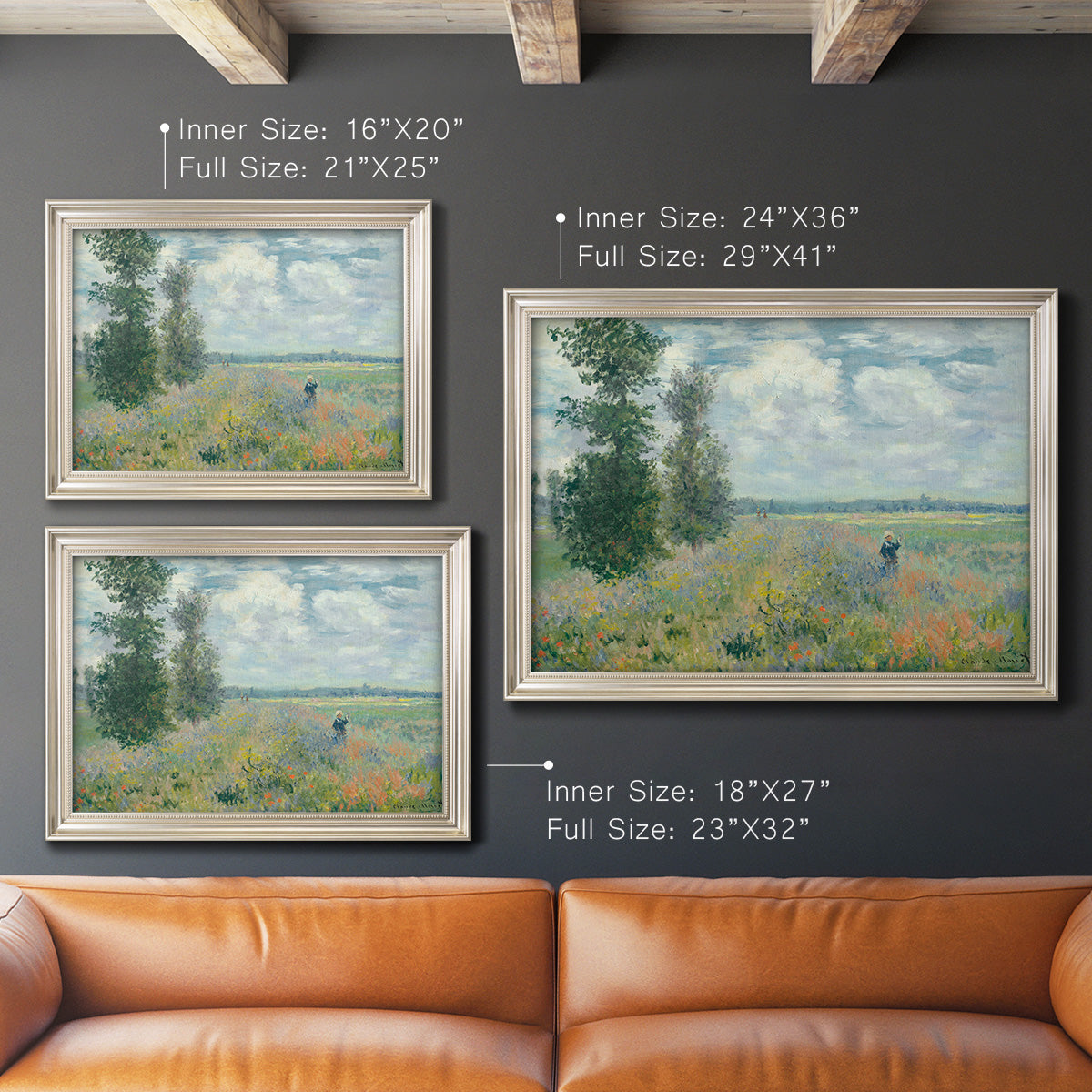 Poppy Field, Argenteuil - Ornate Framed Canvas Print