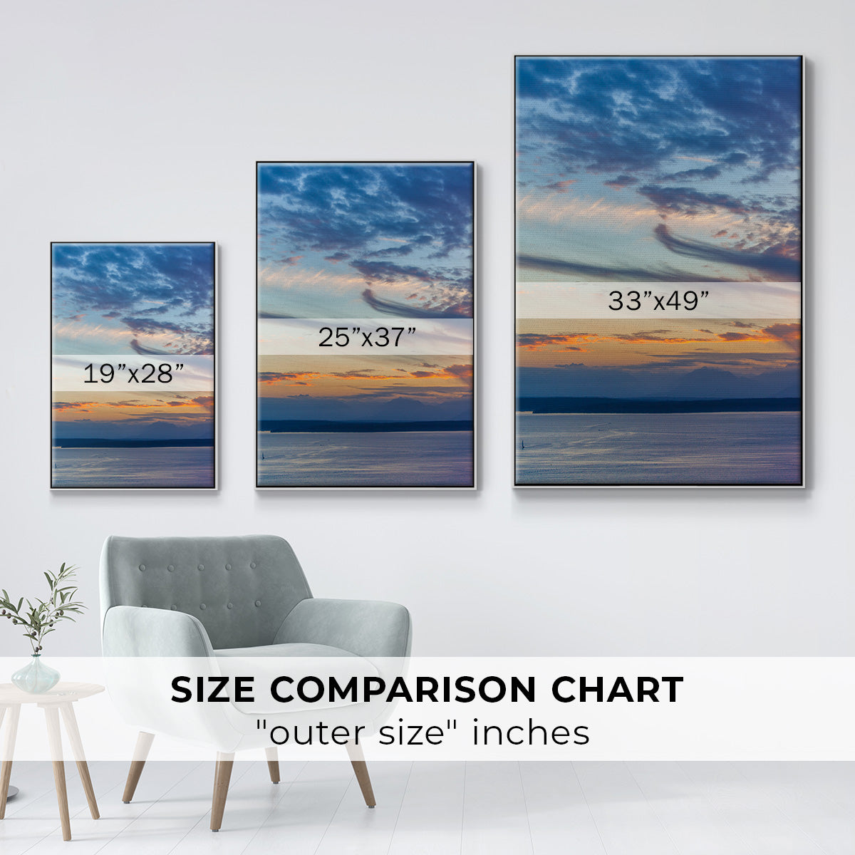 Cloud Variations - Framed Premium Gallery Wrapped Canvas L Frame - Ready to Hang