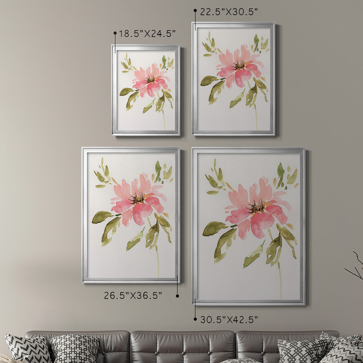 One Pink Bloom II - Modern Framed Canvas Print