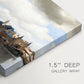 Canvas art print of a cityscape of Delft with buildings reflected in calm water, highlighting texture and gallery-wrapped edges