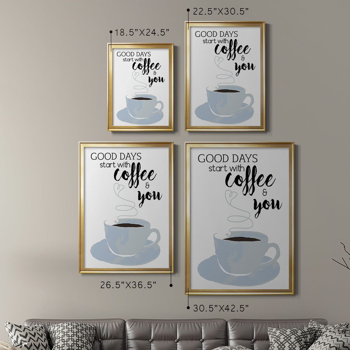 Start With Coffee & You - Modern Framed Canvas Print