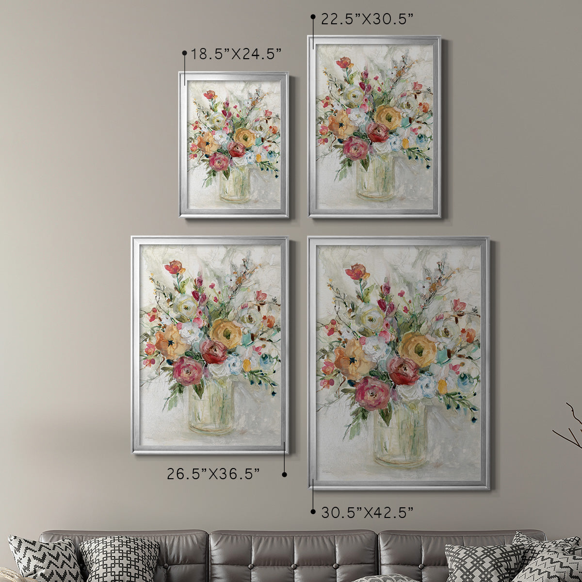 Contemporary Bouquet - Modern Framed Canvas Print